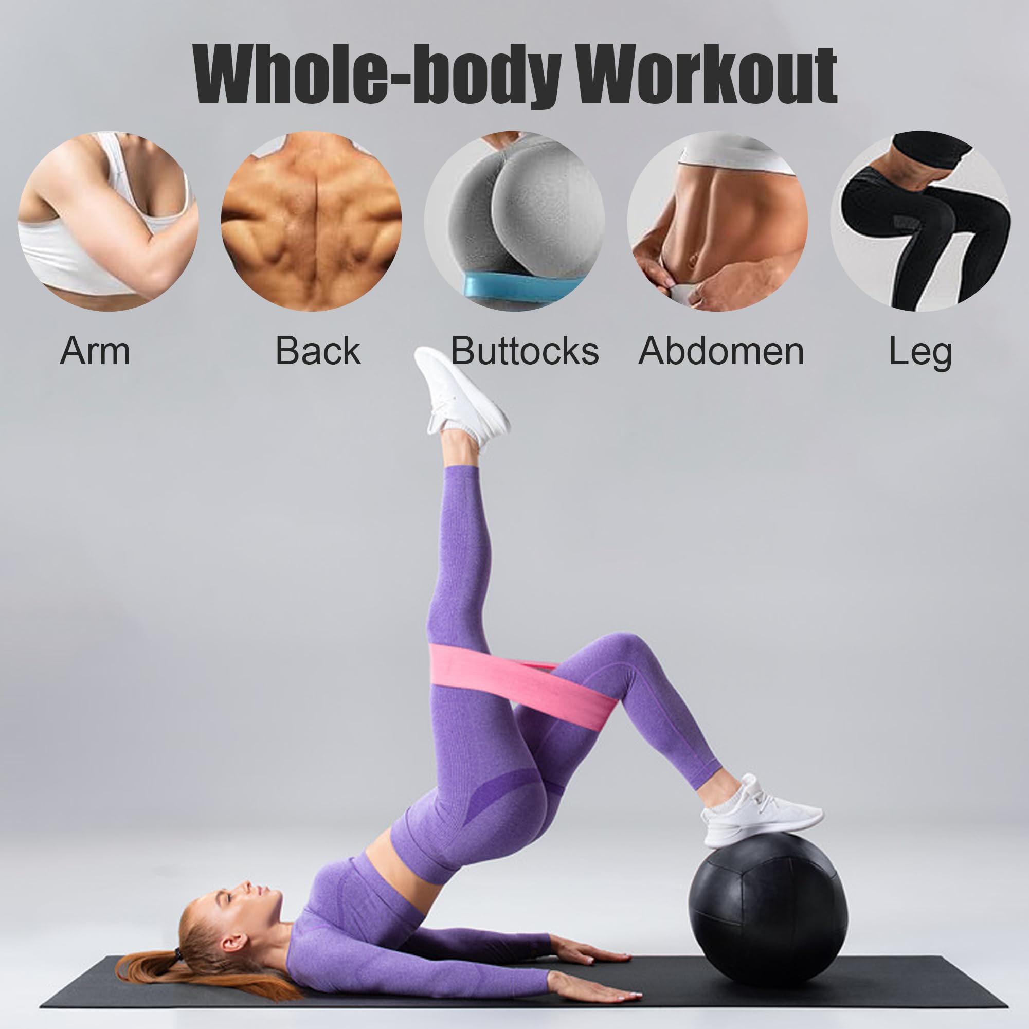 Resistance Bands Set (3 Levels) for Strength & Mobility – Green/Pink/Purple