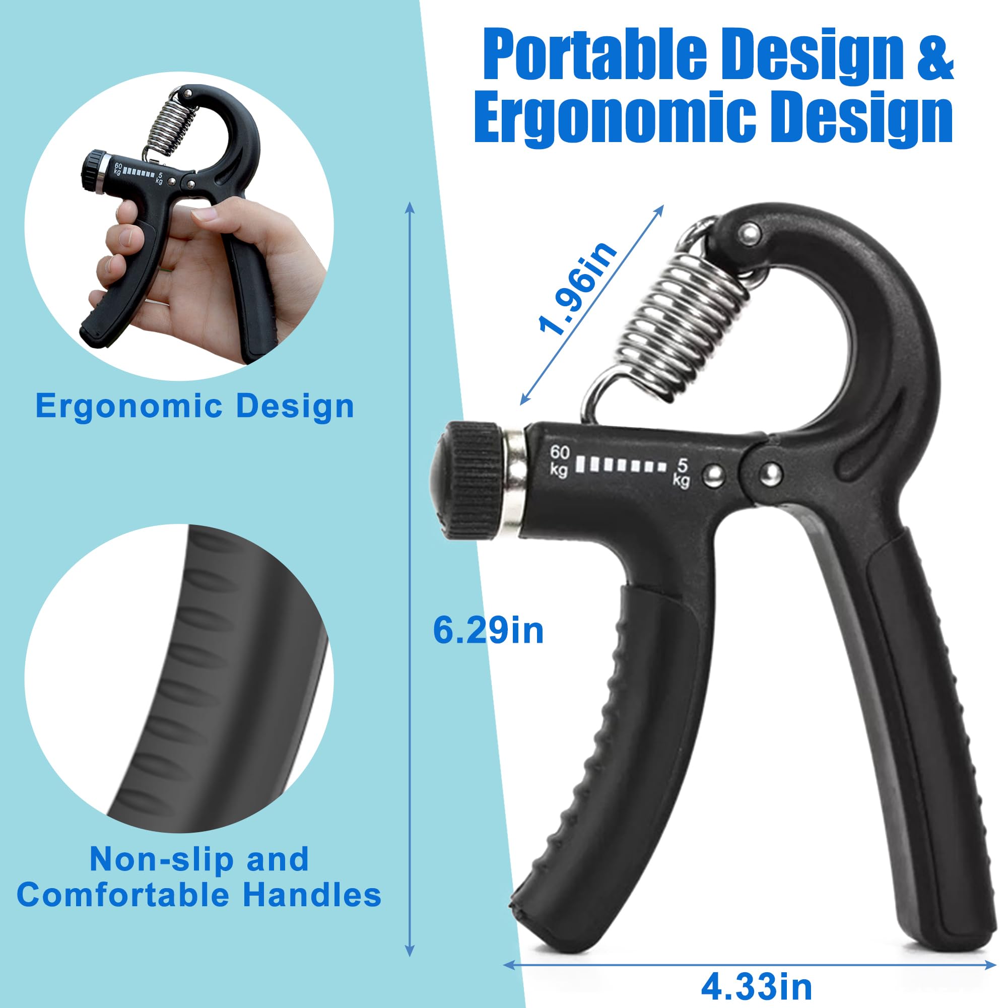 Adjustable Grip Strength Trainer (11–132 lbs) - 1 Piece