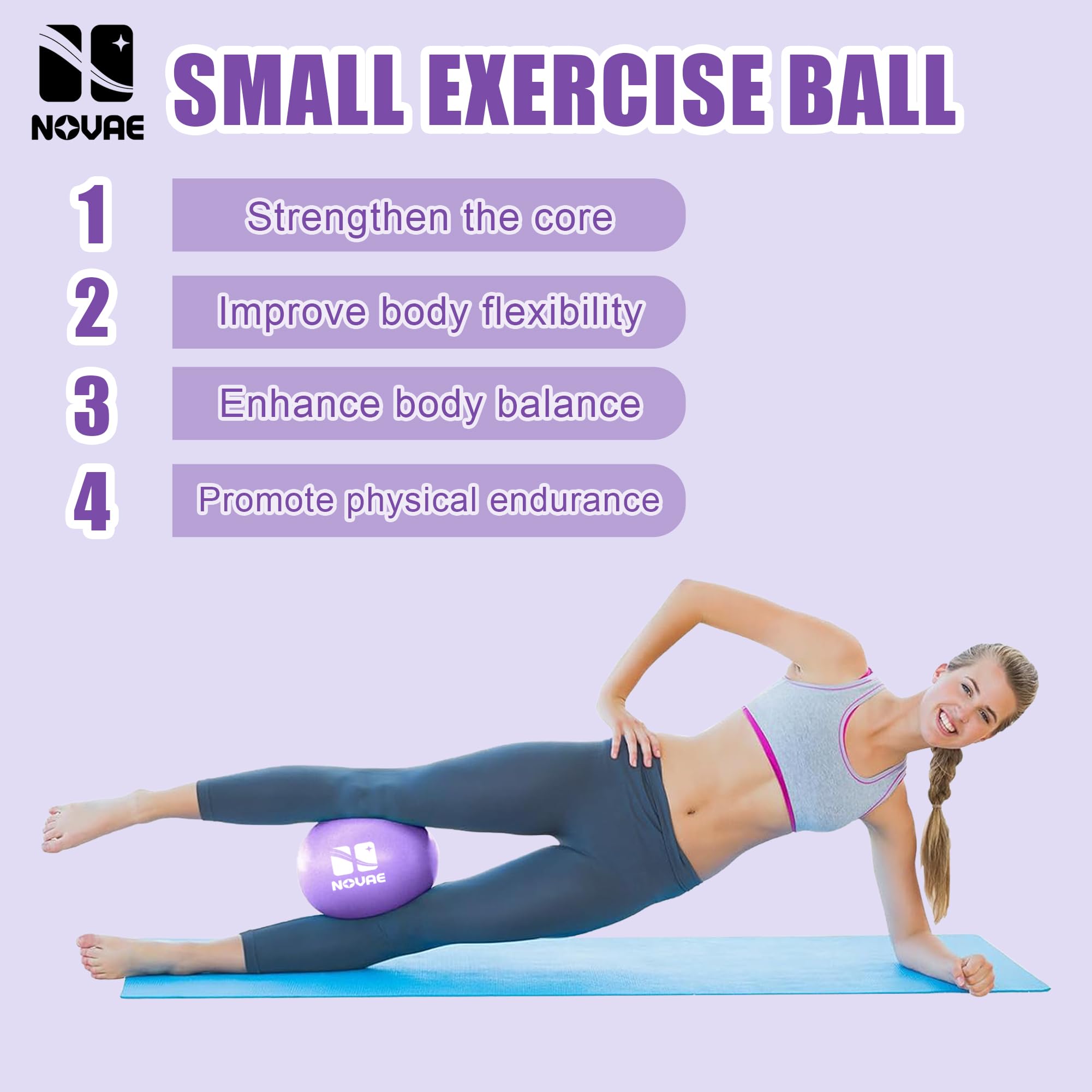 9-Inch Pilates Ball for Core, Balance & Stability - Purple