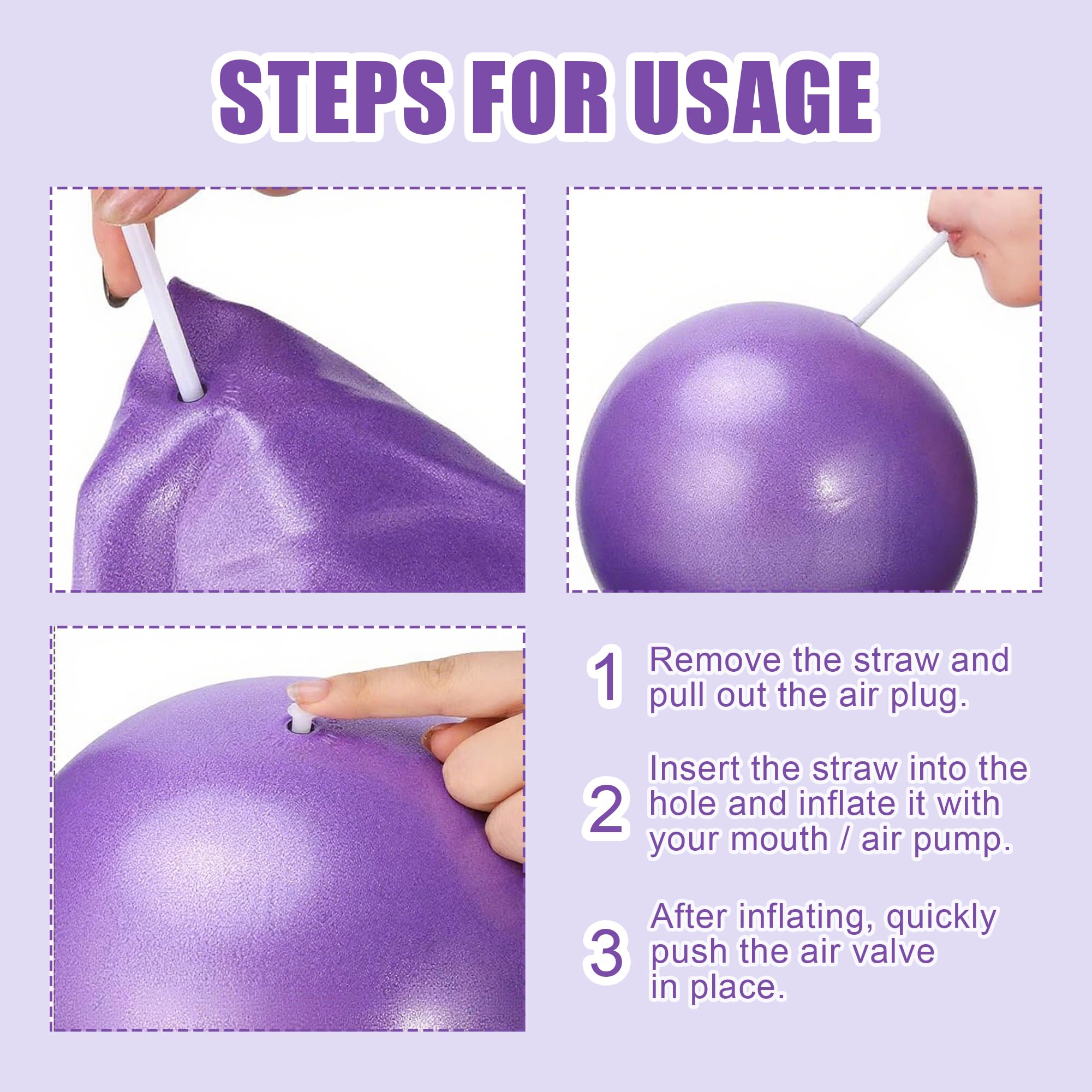 9-Inch Pilates Ball for Core, Balance & Stability - Purple