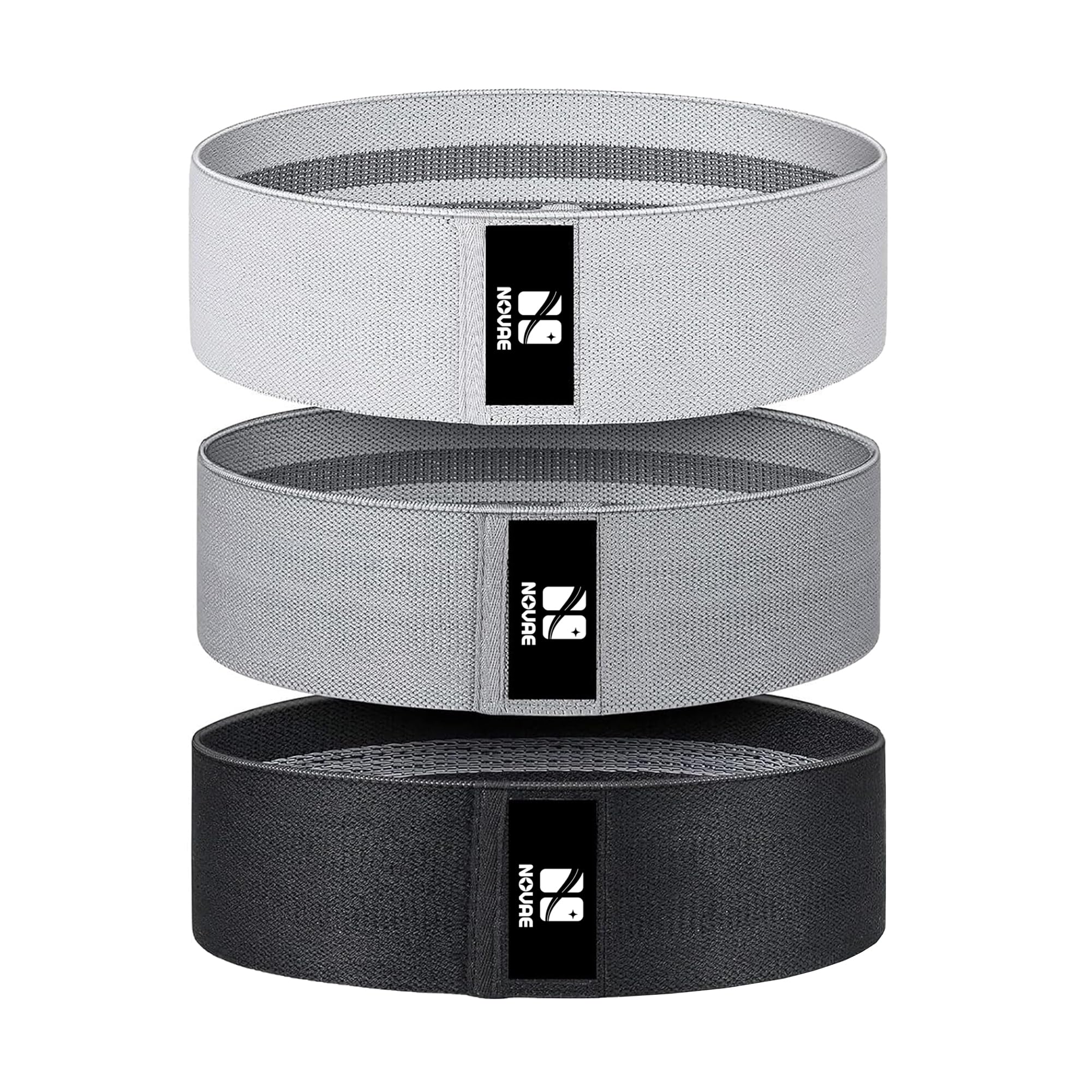 Resistance Bands Set (3 Levels) for Strength & Mobility - Light Gray/Gray/Black