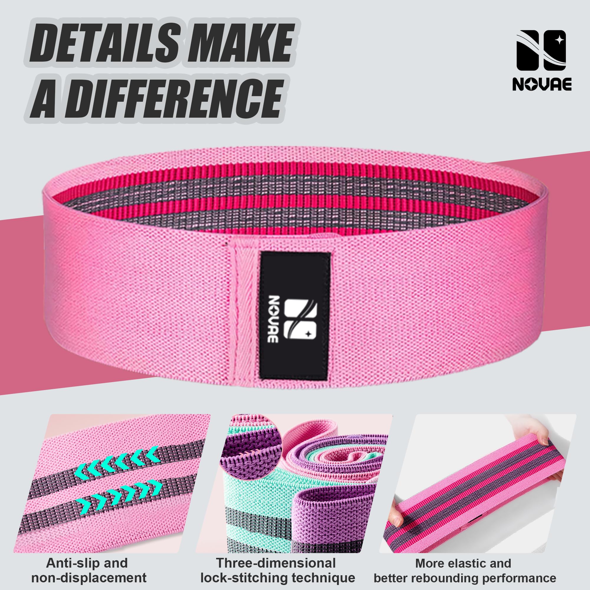 Resistance Bands Set (3 Levels) for Strength & Mobility – Green/Pink/Purple